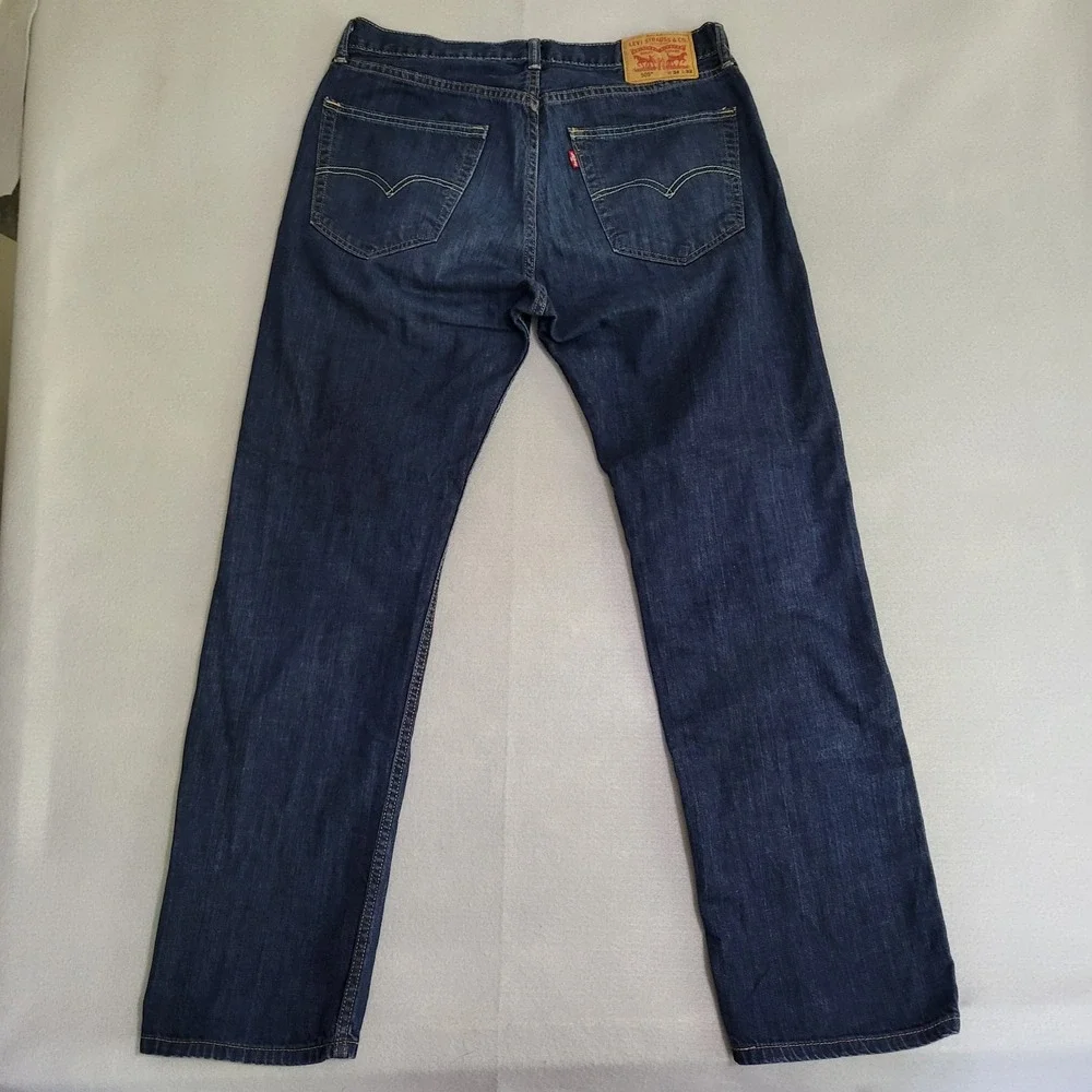 Levi's 505 Men's Denim Blue Jeans Size 34x32 Dark Wash Straight Leg